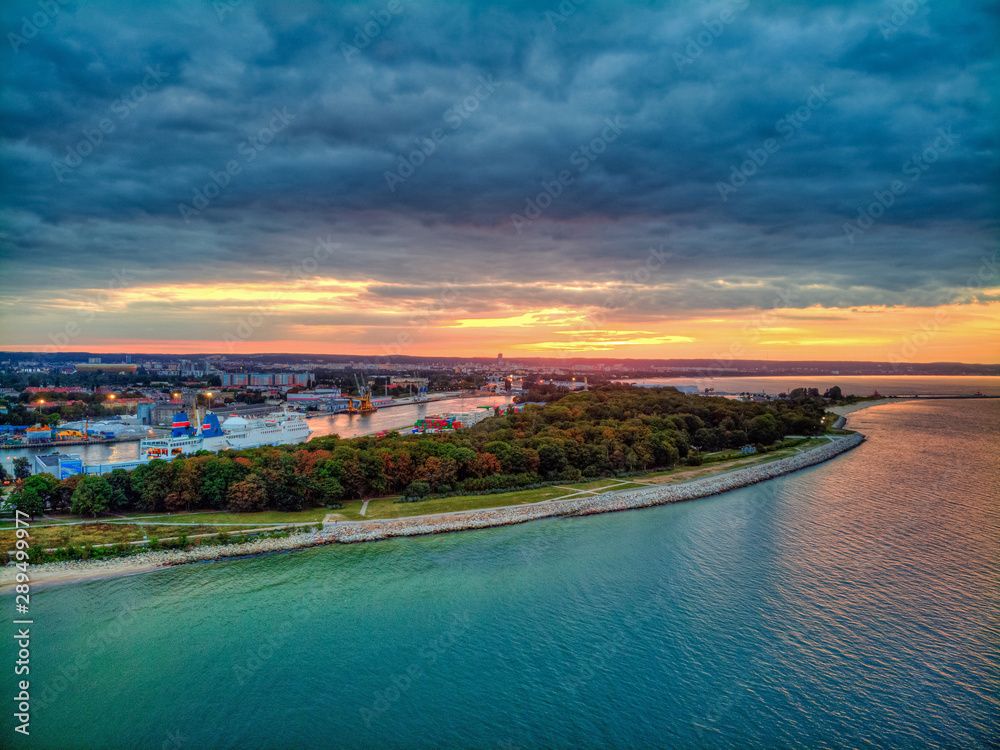 panoramic view of the Gdansk Westerplatte  at sunset