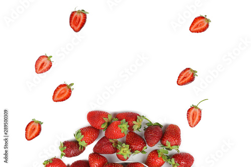 Fototapeta Naklejka Na Ścianę i Meble -  A set of fresh strawberry isolated on white background.