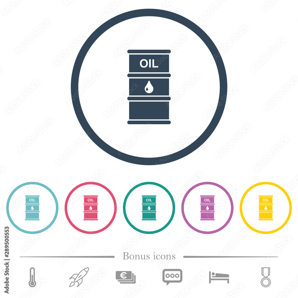 Oil barrel flat color icons in round outlines Oil barrel flat color icons in round outlines