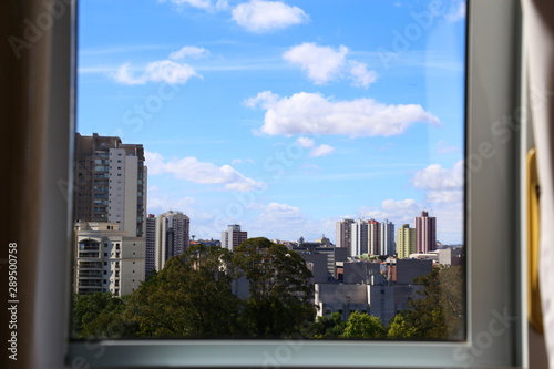  Several buildings of the big city and the blue sky background. Santo Andre city, Brazil photo