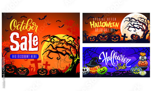 Halloween sale background  can be used for banners  brochures  flyers and more. the design can be edited easily as needed