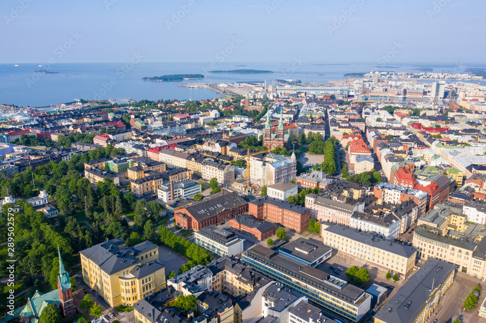 Modtager Sparsommelig Vidunderlig Helsinki, Finland. City center aerial view. Church of john, From Drone  Stock Photo | Adobe Stock