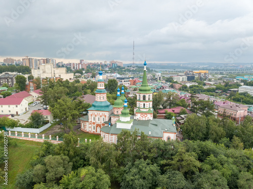 Russia, Irkutsk. Church of the Erection of the honest and life-giving cross of the Lord. Aerial Photography photo