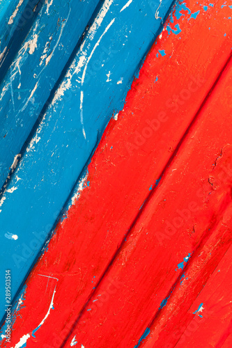 Abstract image of part of a boat in vibrant colours