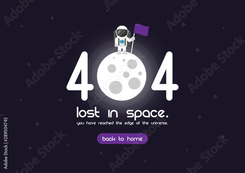 404 error page, template for website, lost in space