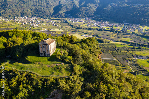 Valtellina (IT) - Tresivio - Vista aerea della chiesetta del Calvario