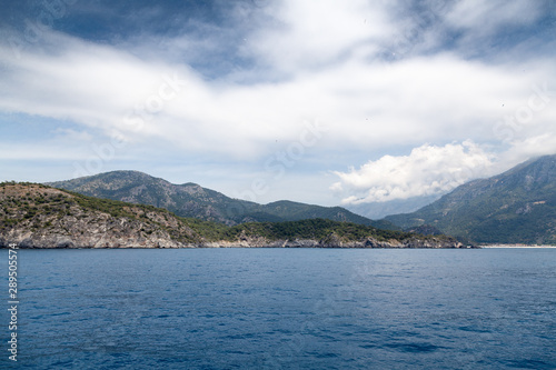 Seascape and the mountains on background 2