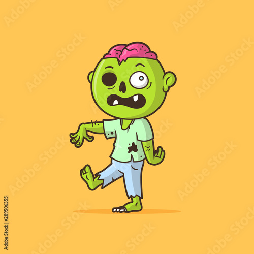 Funny zombie cartoon character vector illustration