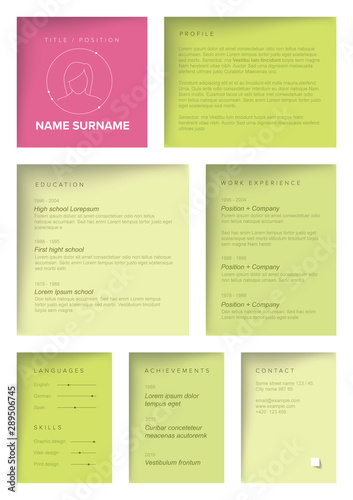 Minimalist resume cv template for women