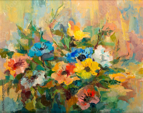Impressionist Flowers Bouquet Oil Painting