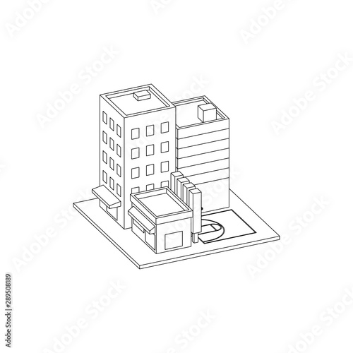 Isometric City Block with street basketball court