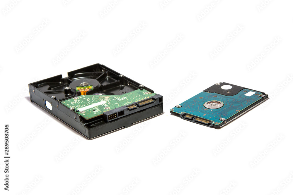 Laptop Hard disk 2.5 inch and PC Hard disk 3.5 on white background. Laptop Hard disk 2.5 inch and PC Hard disk 3.5 on white background.
