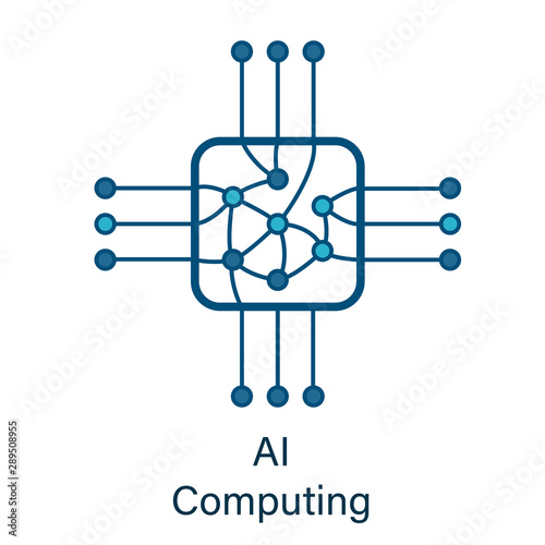 Chip icon with ai neural network inside