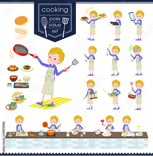 flat type blond hair boy White_cooking