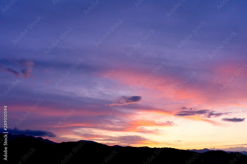 Beautiful sunset cloudy sky., at time twilight sky.