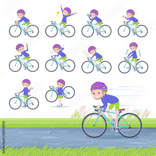 flat type blond hair boy White_road bike