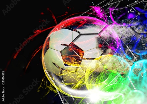 ゴールネットを突き破る抽象的なサッカーボール Stock イラスト Adobe Stock
