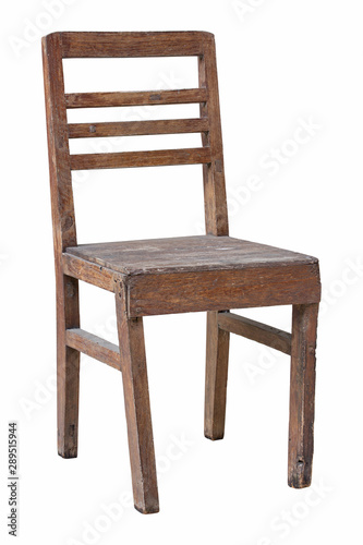 old wooden chair isolated on white with clipping path