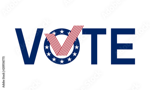 vote word united states style with check mark, vector illustration