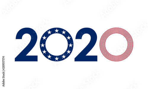2020 numbers in united states flag colors, vector illustration