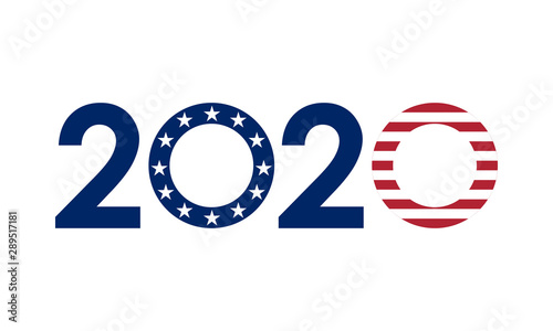 2020 numbers in united states flag colors, vector illustration photo