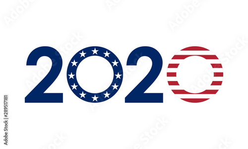 2020 numbers in united states flag colors, vector illustration