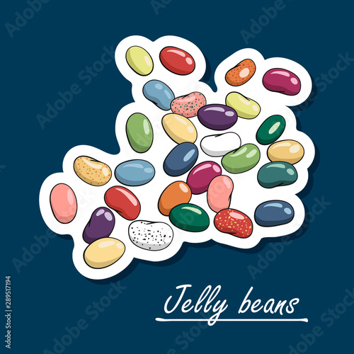 Hand-drawn jelly beans. Colorfull illustration of sweets.
