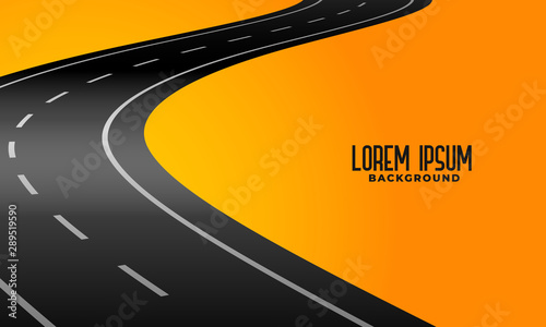 Abstract travel road with yellow background