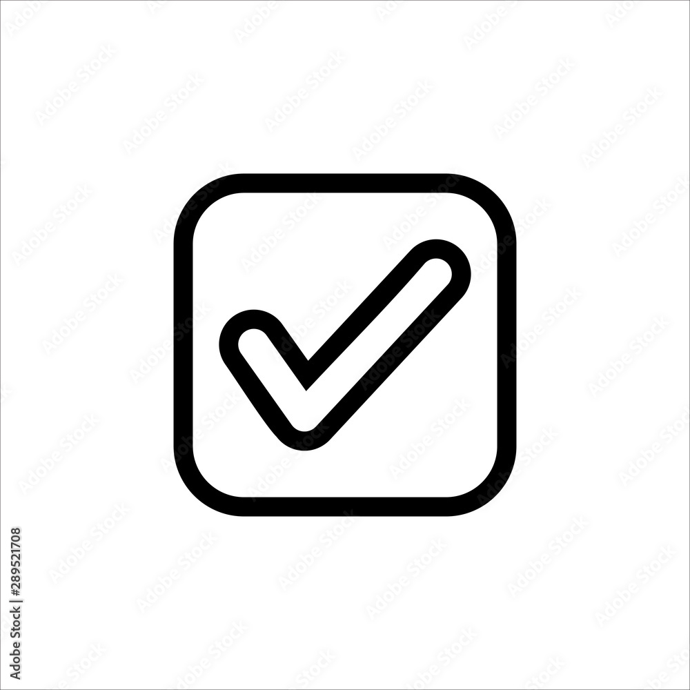 Vector check mark icon. symbol of check list, approval, or confirm with trendy flat outline style icon for web site design, logo, app, UI isolated on white background Vector check mark icon. symbol of check list, approval, or confirm with trendy flat outline style icon for web site design, logo, app, UI isolated on white background