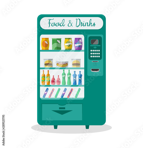 Flat style green automatic vending machine with food and drink © happyjack29