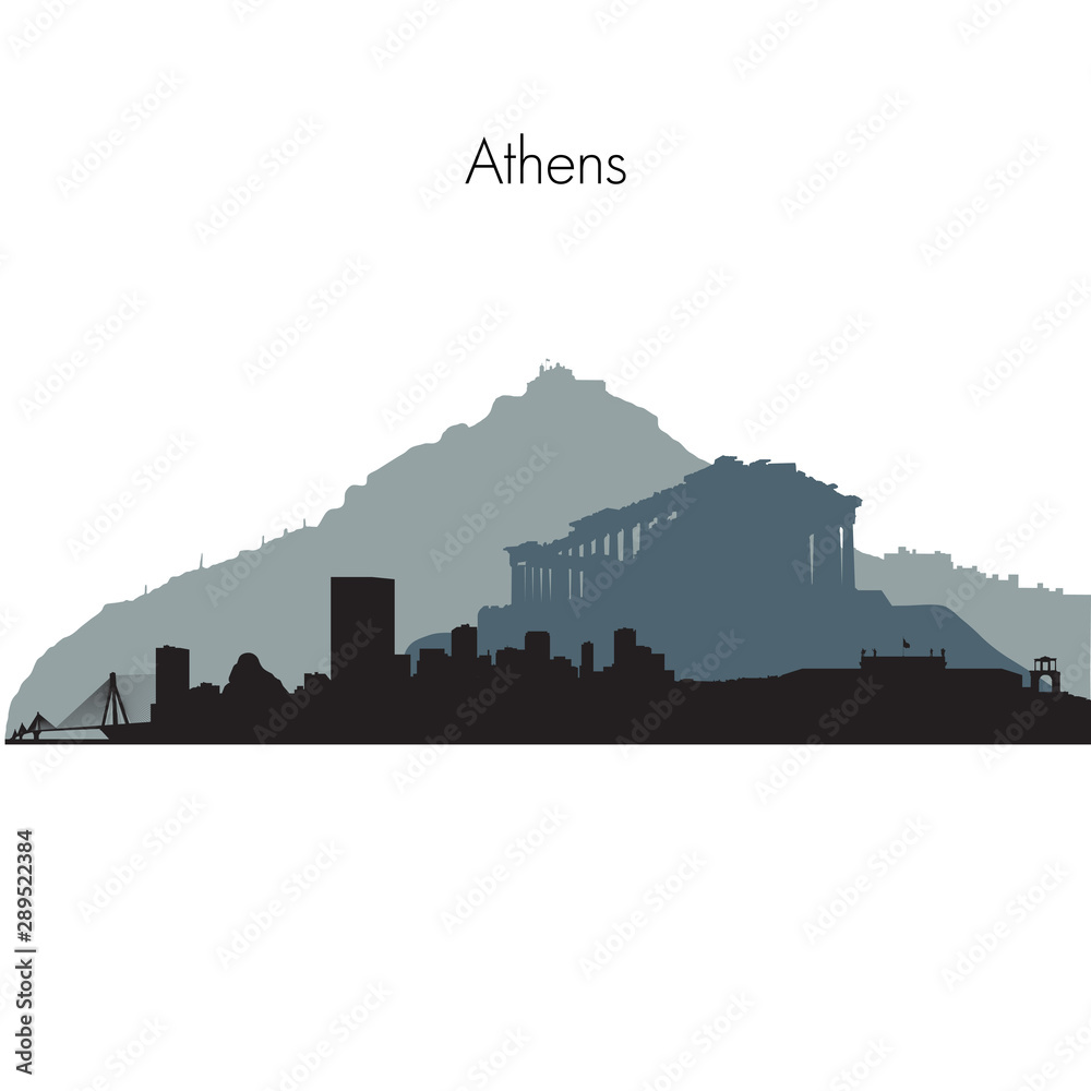 Fototapeta premium Athens vector skyline