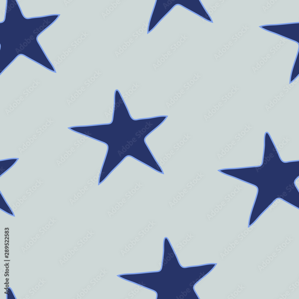 Simple repeat vector seamless pattern with navy blue stars. Simple design for baby room decoration. Simple repeat vector seamless pattern with navy blue stars. Simple design for baby room decoration.