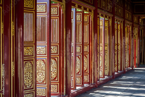 Mandarin corridor inside the Imperial city of Hue, Unesco world heritage, central Vietnam