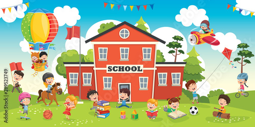 Funny Students and School Building
