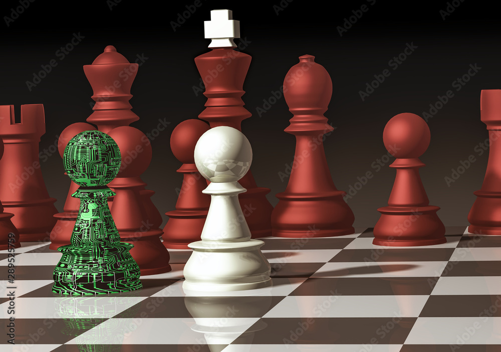 Playing Chess against the Computer - 3D Stock Illustration