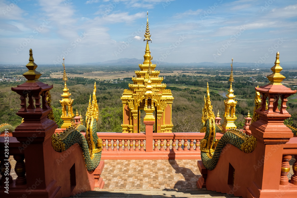 Fototapeta premium View of Wat Phra That Doi Phra Shan,is another beautiful temple in Mae Tha District, Lampang Province.