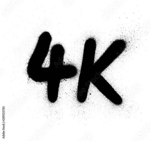 graffiti 4K abbreviation sprayed in black over white