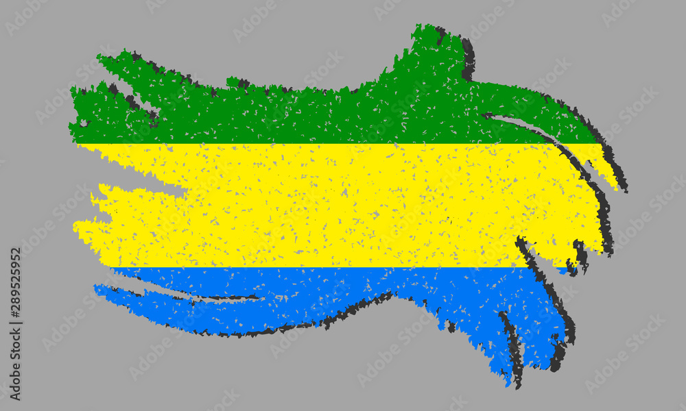Obraz premium Gabon grunge flag, Gabon Timor flag with shadow, vector illustration