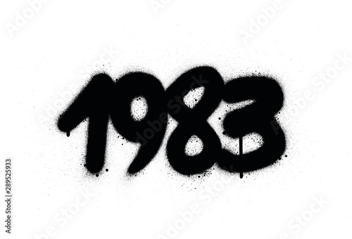 graffiti 1983 date sprayed in black over white