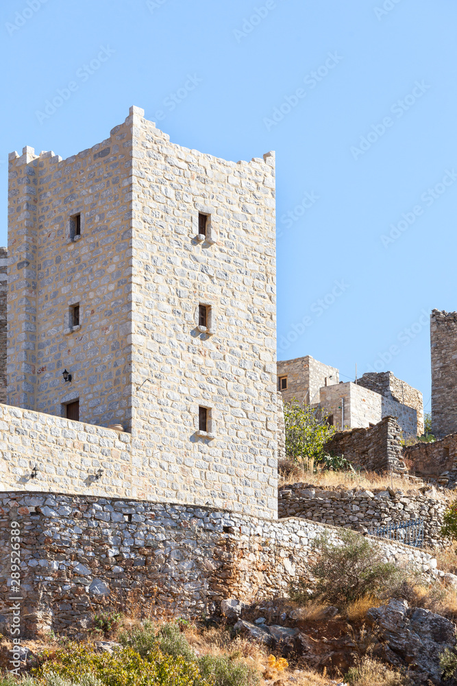 Stone old tower house on Mani, Greece.