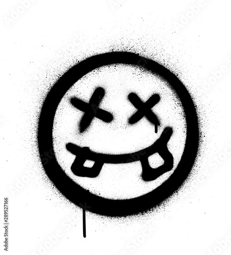 graffiti crazy dude icon sprayed in black over white