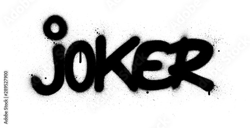 graffiti joker word sprayed in black over white