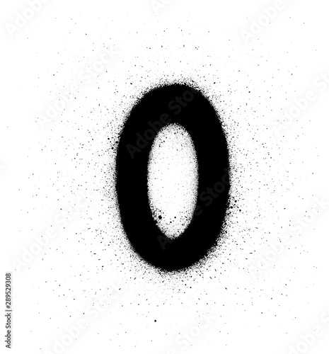 graffiti small fat O font sprayed in black over white