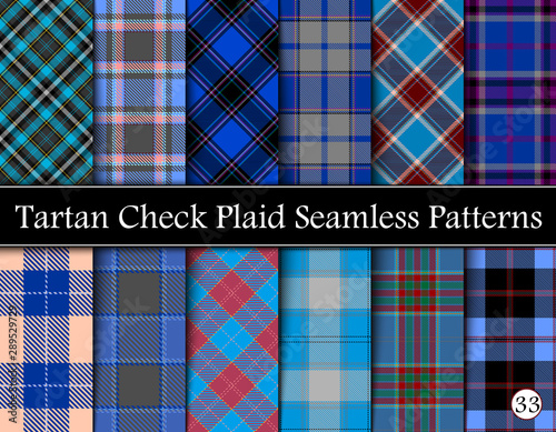 Set Tartan Plaid Scottish Seamless Pattern