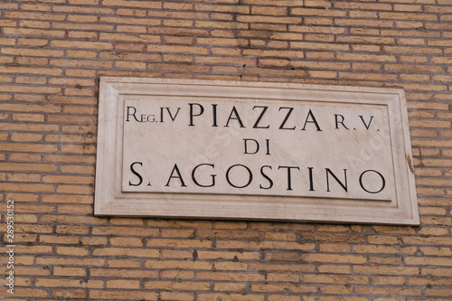 Street sign on marble plate, Piazza di s.Maria in Trastevere © gallofilm
