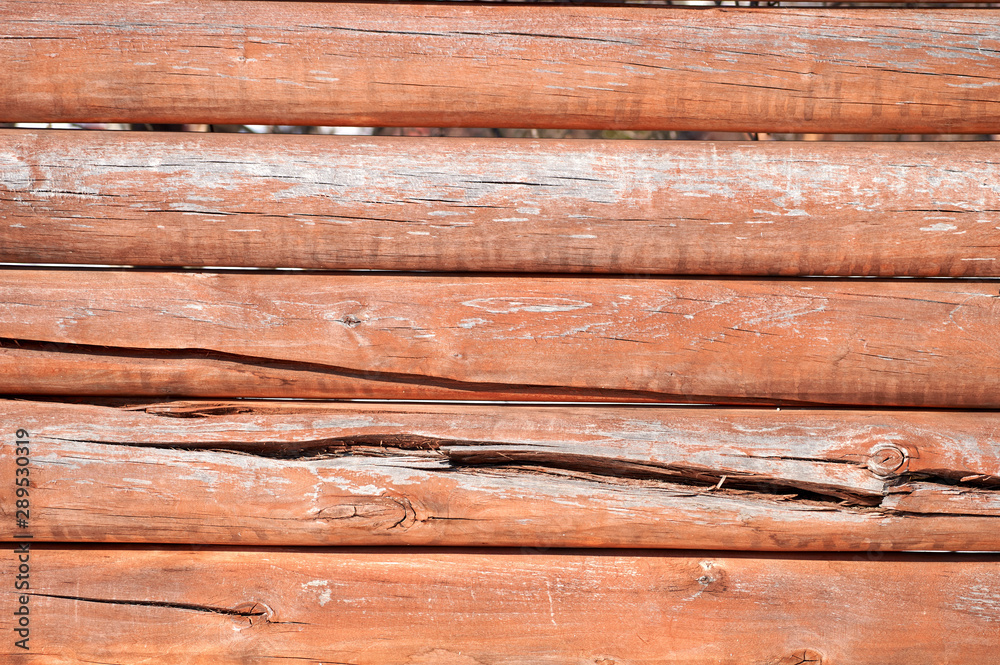 Obraz premium broken wooden fence with old wooden planks