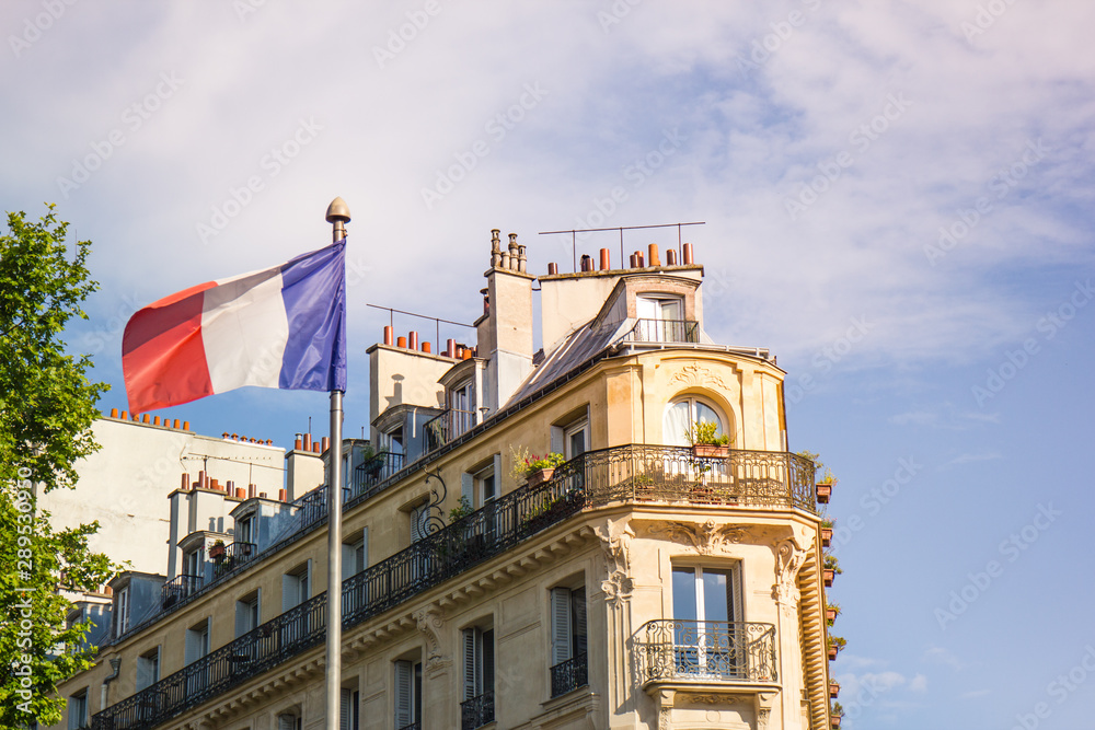 flag in front of building paris 