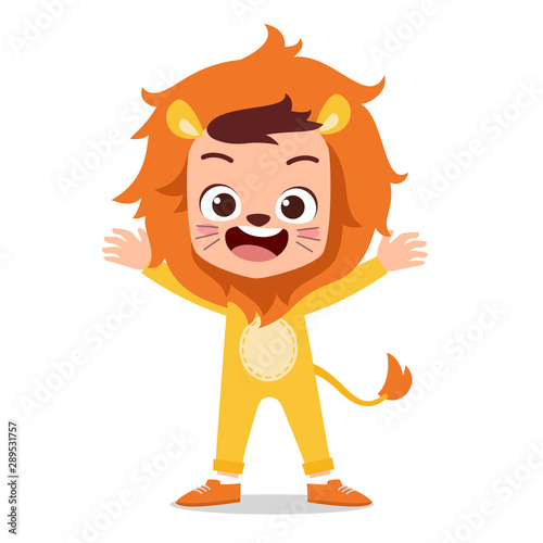 happy cute kid wear animal party costume
