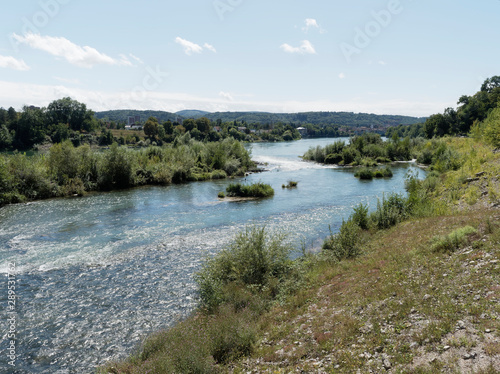 Der Rhein. Ehemaliger alter Rheinlauf zwischen Rheinfelden (Baden) in Deuschtland und Rheinfelden (Schweiz). Naturraum Rhein, Ufervegetation und Naturschutzgebiet 