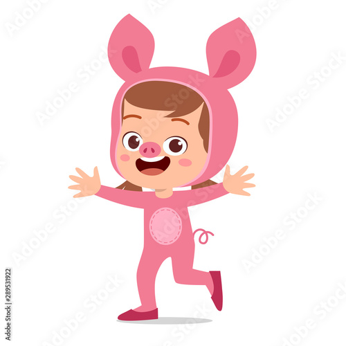 happy cute kid wear animal party costume